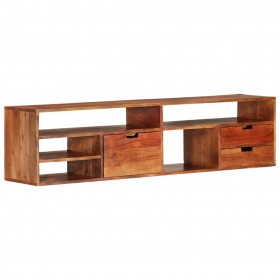 Mueble para TV de madera maciza de acacia 140x30x35 cm