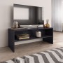 Mueble de TV aglomerado gris brillante 100x40x40 cm