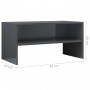 Mueble de TV aglomerado gris brillante 80x40x40 cm