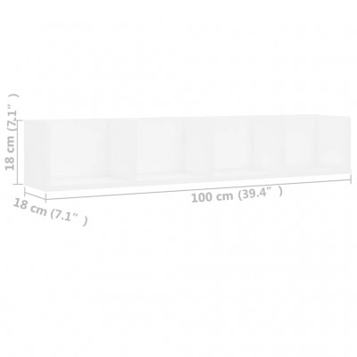 Estante de pared para CD aglomerado blanco brillante 75x18x18cm -  referencia Mqm-801316