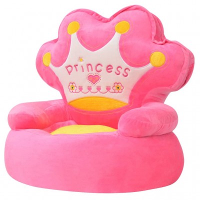 Silla de peluche para niños princesa rosa