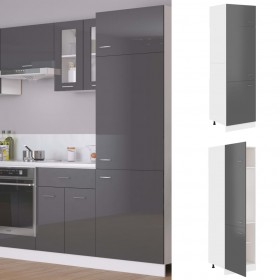 Armario de frigorífico de aglomerado gris brillo 60x57x207 cm