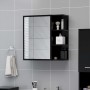 Armario con espejo de baño aglomerado negro 62,5x20,5x64 cm