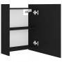 Armario con espejo de baño aglomerado negro 62,5x20,5x64 cm