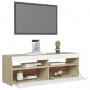 Armario TV con luces LED blanco y roble Sonoma 120x35x40 cm