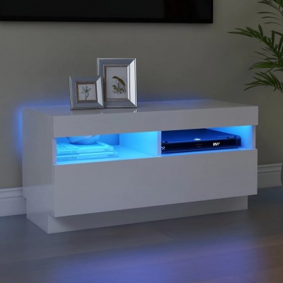 Mueble para TV con luces LED blanco brillante 80x35x40 cm