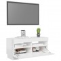 Mueble para TV con luces LED blanco brillante 80x35x40 cm