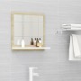 Espejo de baño aglomerado blanco y roble Sonoma 40x10,5x37 cm