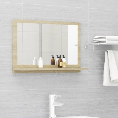 Espejo de baño aglomerado color roble Sonoma 60x10,5x37 cm