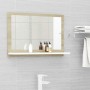 Espejo de baño aglomerado blanco y roble Sonoma 60x10,5x37 cm