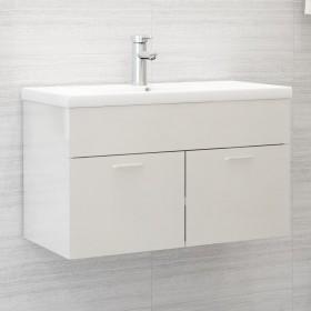 Armario para lavabo aglomerado blanco brillante 80x38,5x46 cm