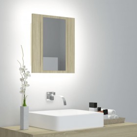 Armario espejo baño con luz LED roble sonoma 40x12x45 cm