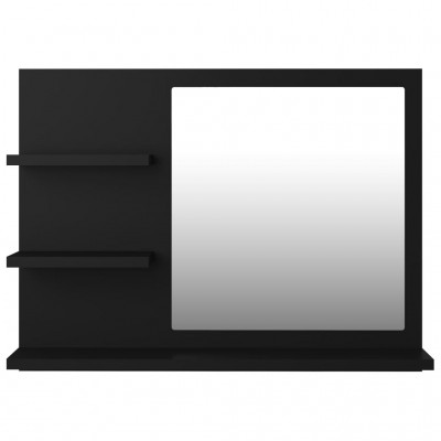Espejo de baño aglomerado negro brillante 90x10,5x37 cm - referencia  Mqm-804587