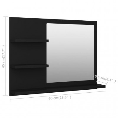 Espejo de baño aglomerado negro brillante 90x10,5x37 cm - referencia  Mqm-804587