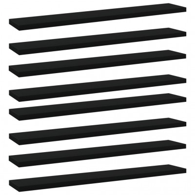 Estantes para estantería 8 uds aglomerado negro 60x10x1,5 cm