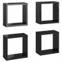 Estantes cubos pared 4 uds aglomerado negro brillante 30x15x30cm