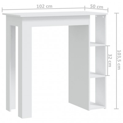 Mesa alta cocina con estante aglomerado blanco 102x50x103,5 cm - referencia  Mqm-809458