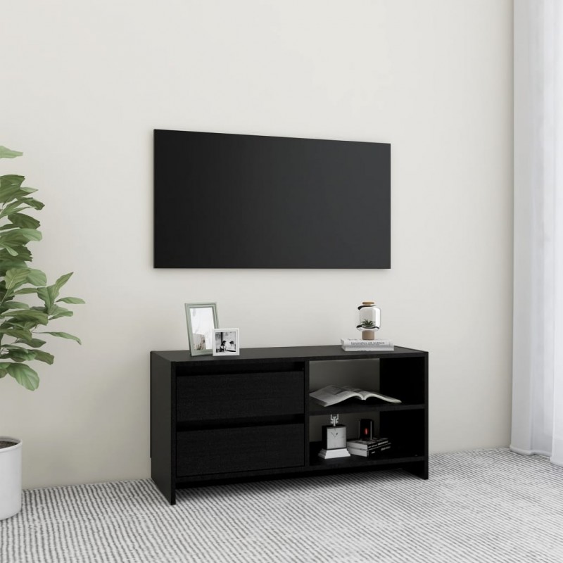 Maison Exclusive Soporte de monitor madera maciza de pino negro 80x24x10,5  cm