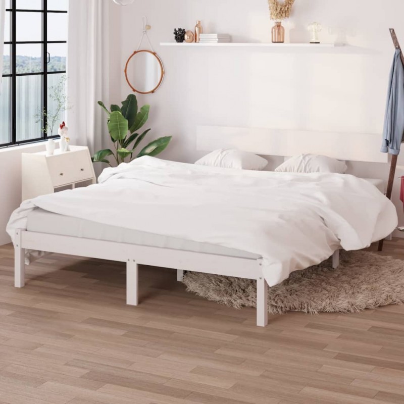 Estructura cama madera pino King blanca 150x200 cm - referencia Mqm-810153