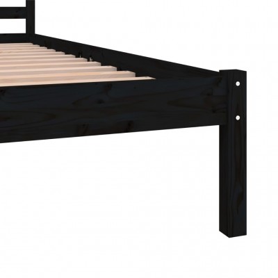 Estructura de cama madera maciza de pino negro 135x190 cm