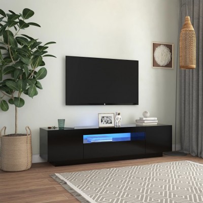 Mueble para TV con luces LED negro 160x35x40 cm