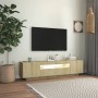 Armario TV con luces LED color roble Sonoma 160x35x40 cm