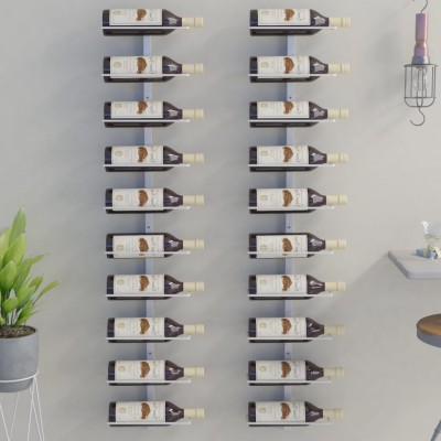 Botellero de pared para 10 botellas 2 unidades metal blanco