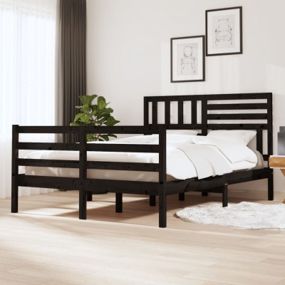 Estructura de cama de madera maciza negro 160x200 cm - referencia  Mqm-3101102