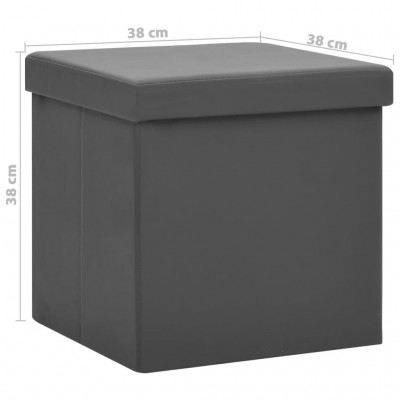 Taburete con almacenaje plegable gris PVC - referencia Mqm-338782