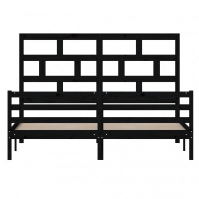 Estructura de cama de matrimonio madera maciza negro 180x200 cm -  referencia Mqm-3104952