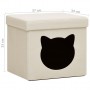 Taburete plegable con almacenaje estampado gato telcrema blanco