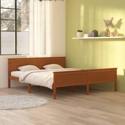 Estructura de cama madera maciza pino marrón miel 180x200 cm