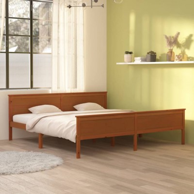 Estructura de cama madera maciza pino marrón miel 200x200 cm