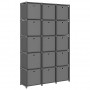 Estantería de 15 cubos con cajas tela gris 103x30x175,5 cm