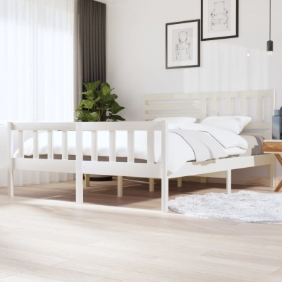 Estructura de cama madera maciza blanca 180x200 cm - referencia Mqm-3101169