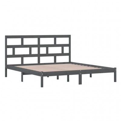 Estructura de cama de matrimonio madera maciza gris 180x200 cm - referencia  Mqm-3100606