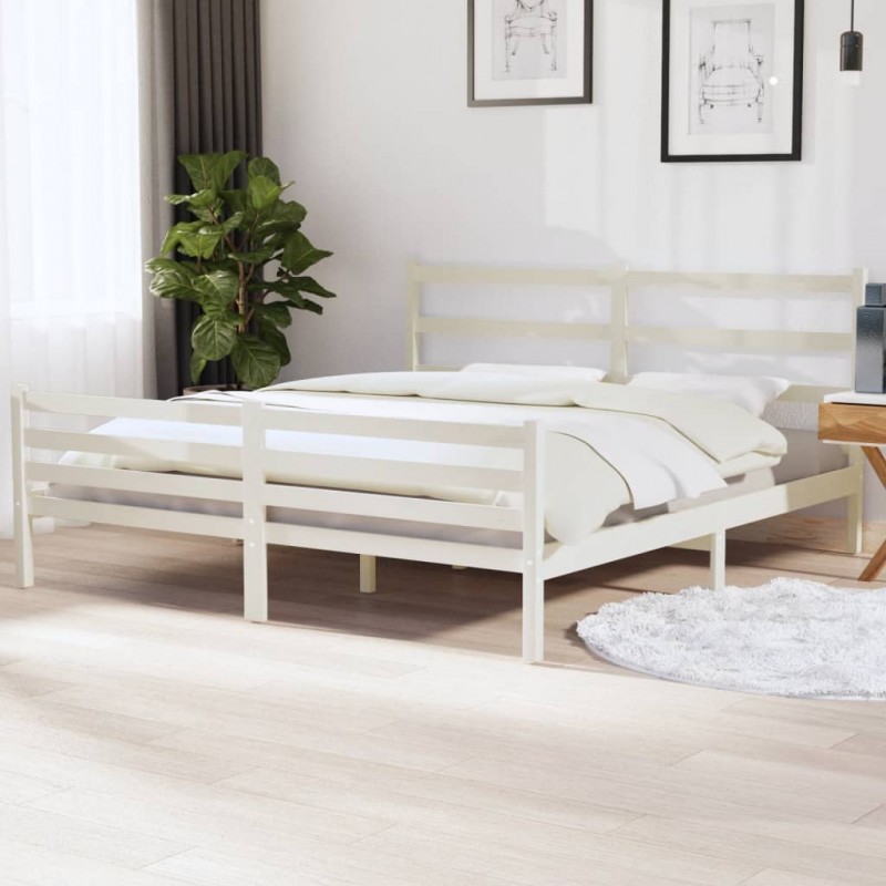 Estructura de cama madera maciza de pino blanca 180x200 cm - referencia  Mqm-3101039