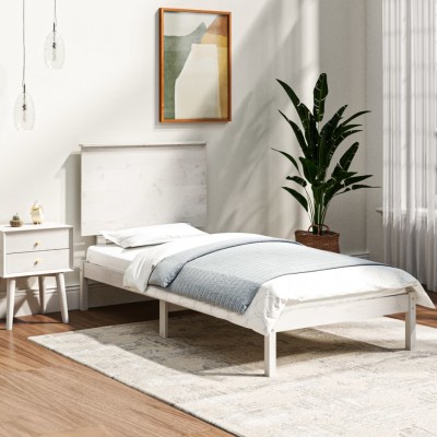 Estructura de cama individual madera maciza blanco 90x190 cm - referencia  Mqm-3104769
