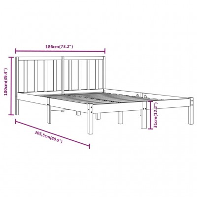 Estructura de cama madera maciza de pino Super King 180x200 cm - referencia  Mqm-3104558