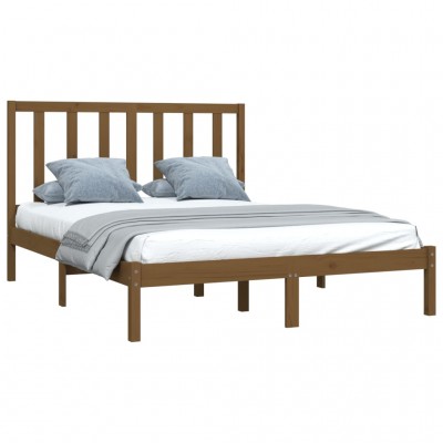 Estructura de cama madera maciza de pino doble negra 135x190 cm -  referencia Mqm-3105139