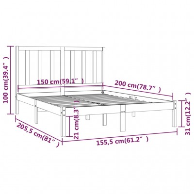 Estructura de cama madera contrachapada marrón roble 150x200 cm -  referencia Mqm-832036
