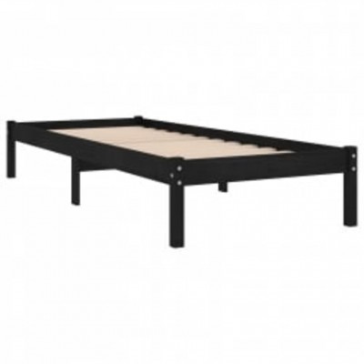 Estructura de cama individual madera maciza negra 90x190 cm - referencia  Mqm-3104122