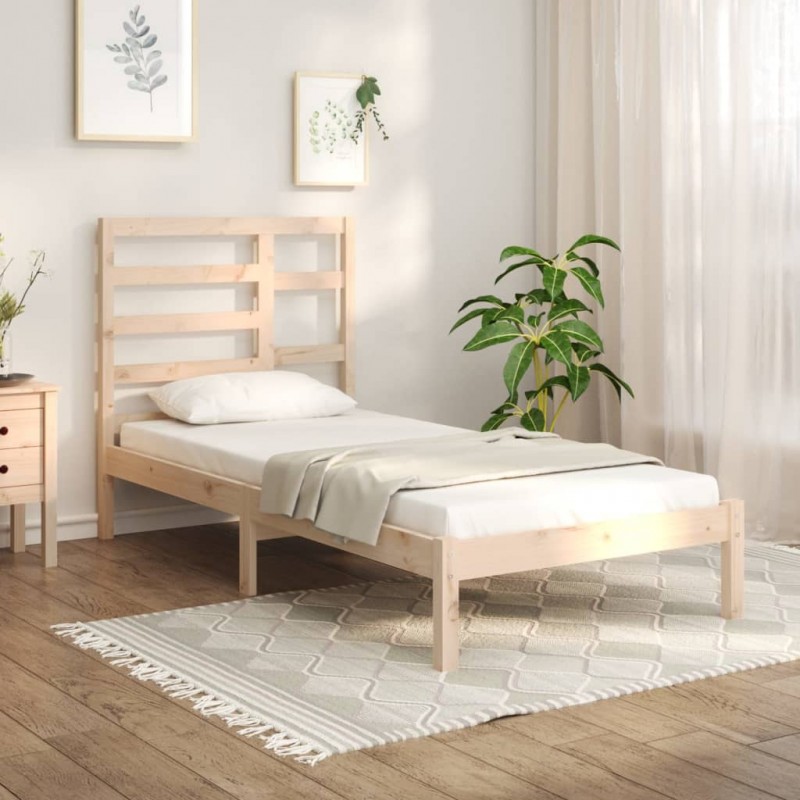Estructura cama madera pino pequeña individual blanca 75x190 cm -  referencia Mqm-810108