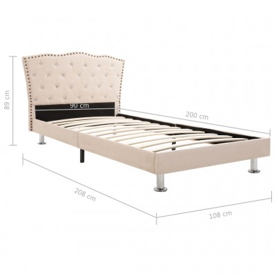 Estructura de cama de tela color crema 90x200 cm - referencia Mqm