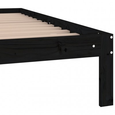 Estructura de cama madera maciza de pino doble negra 135x190 cm -  referencia Mqm-3105139
