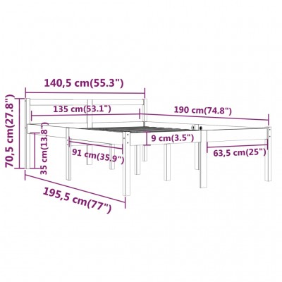 Estructura de cama madera maciza pino doble 135x190 cm - referencia  Mqm-3105135