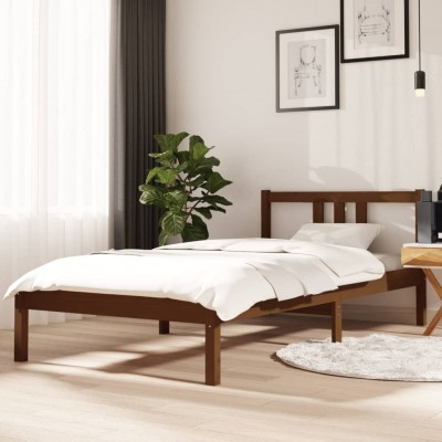 Estructura de cama madera maciza marrón miel 90x190 cm