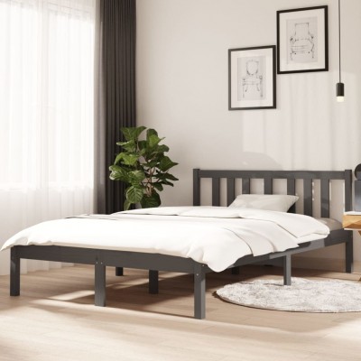 Estructura de cama madera maciza gris 120x190 cm