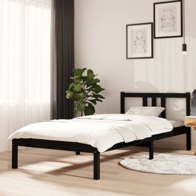 Estructura de cama madera maciza negro 90x200 cm