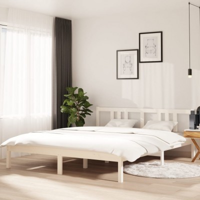 Estructura de cama de madera maciza blanco 160x200 cm